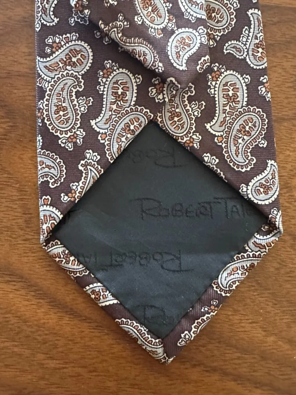 The Hub Limited Brown Gray Paisley Tie